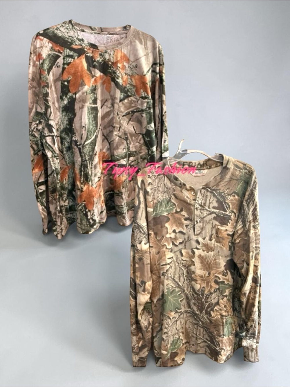 Camo Long Sleeve Shirts Fusion 3D RedHead Advantage Henley